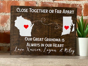 Near or far Always in my heart sign